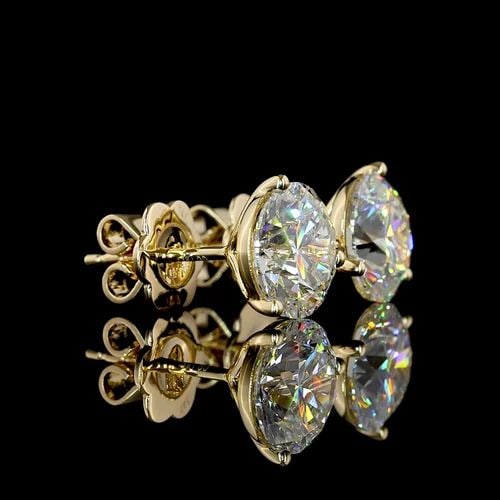 LAB-GROWN 4.06 CARAT ROUND E-F-VS1 DIAMOND 14K YELLOW GOLD MARTINI EARRINGS: LAB-GROWN 4.06 CARAT ROUND E-F-VS1 DIAMOND 14K YELLOW GOLD MARTINI EARRINGS Title: High-quality Brand-New Echo Friendly Elegant Lab-Grown 4.06 Carat Round E-F-VS1 Diamond 14K Yellow Gold Martini Earri