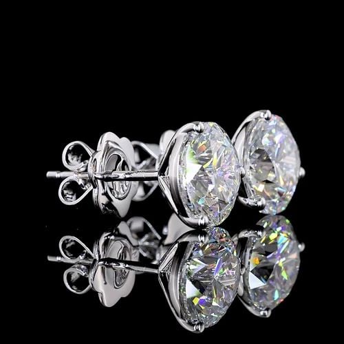 LAB-GROWN 4.07 CARAT ROUND E-F-VVS2 DIAMOND 14K WHITE GOLD MARTINI EARRINGS (1 of 1)