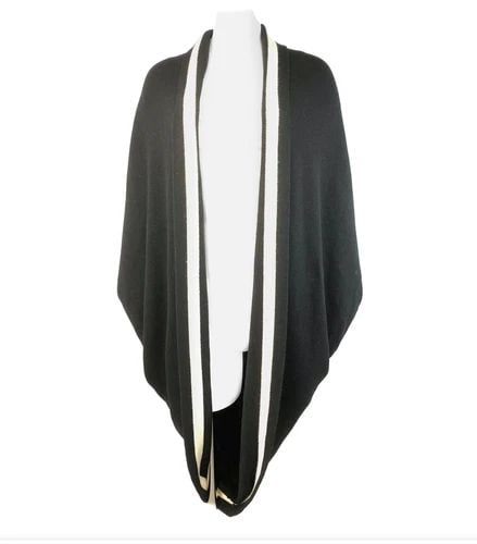 ALEXANDER MCQUEEN BLACK AND WHITE KNIT WOOL CARDIGAN PONCHO SWEATER SIZE M (1 of 2)