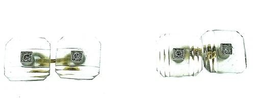 1910'S 14K YELLOW GOLD DIAMOND ROCK CHRYSTAL CUFFLINKS (1 of 2)
