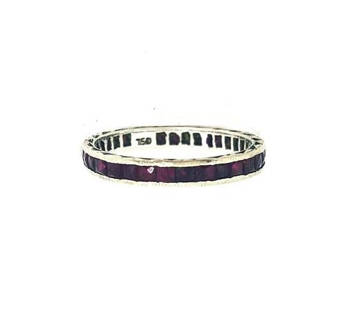 VINTAGE WHITE GOLD RUBY BAND RING CUTE (1 of 2)