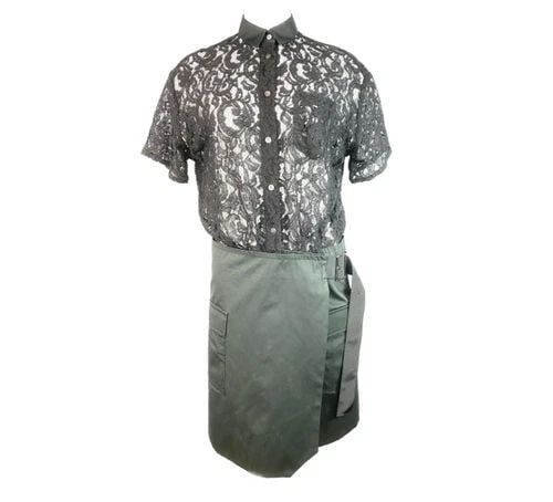 SACAI LUCK BLACK FLORAL LACE BUTTON- DOWN SHIRT WRAP MINI DRESS SIZE 3 (1 of 2)