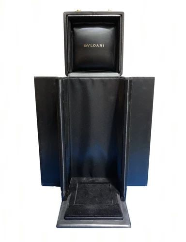 BEAUTIFUL BLACK LEATHER & VELVET BVLGARI PRESENTATION SHOWCASE BOX / CASE (1 of 2)