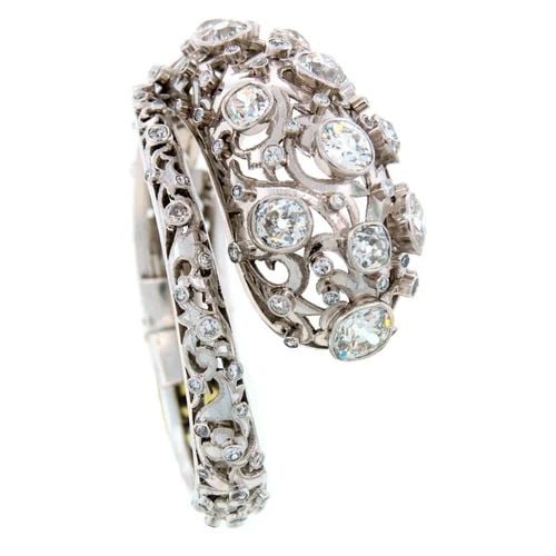 VINTAGE LALAOUNIS SNAKE BRACELET PLATINUM DIAMOND 16 CARATS BANGLE (1 of 2)