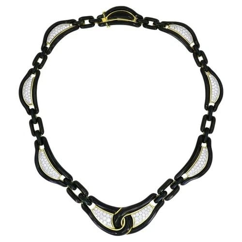 DAVID WEBB NECKLACE DIAMOND GOLD BLACK ENAMEL VINTAGE ESTATE JEWELRY (1 of 2)