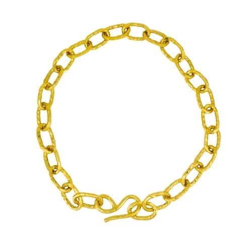 JEAN MAHIE VINTAGE 22K GOLD HEAVY CHAIN NECKLACE: JEAN MAHIE VINTAGE 22K GOLD HEAVY CHAIN NECKLACE NS AUOOO Jean Mahie Vintage 22k Gold Heavy Chain Necklace A Jean Mahie’s vintage 22k gold heavy chain necklace with oval textured links. Each link is