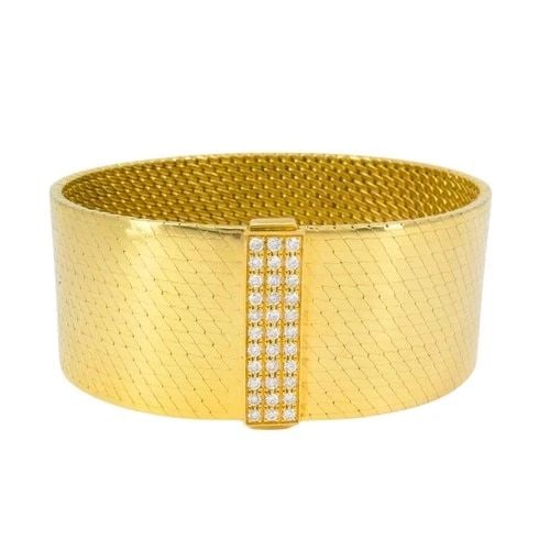 HERMÈS GOLD DIAMOND BRACELET 18K SCALE DESIGN VINTAGE JEWELRY (1 of 2)