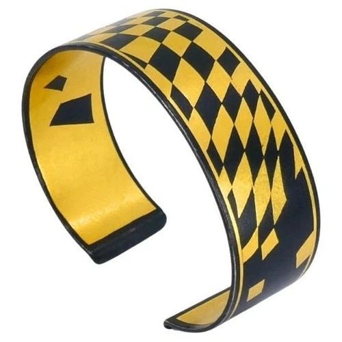 VINTAGE TIFFANY & CO. ANGELA CUMMINGS DAMASCENE GOLD STEEL LACQUER CUFF BANGLE: VINTAGE TIFFANY & CO. ANGELA CUMMINGS DAMASCENE GOLD STEEL LACQUER CUFF BANGLE NS ITRT Vintage Tiffany & Co. Angela Cummings Damascene Gold Steel Lacquer Cuff Bangle A vintage cuff bangle designed by 