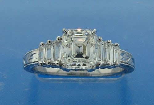 CLASSY AND TIMELESS 1.38-CT DIAMOND (G VS1) WHITE GOLD RING - HER ANSWER IS YES!: CLASSY AND TIMELESS 1.38-CT DIAMOND (G VS1) WHITE GOLD RING - HER ANSWER IS YES! Asscher cut diamond Beautiful Beautiful filigree setting Materials: 18k white gold 1.38-ct Asscher cut diamond (G color
