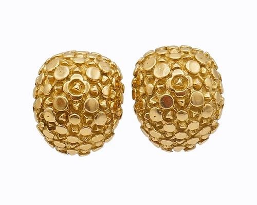 VINTAGE CARTIER EARRINGS 18K GOLD CLIP-ON ESTATE JEWELRY (1 of 2)
