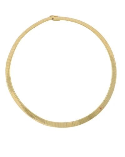 ITALIAN COLLAR NECKLACE 14K GOLD ESTATE JEWELRY: ITALIAN COLLAR NECKLACE 14K GOLD ESTATE JEWELRY NS NTOO An Italian gold necklace features a sleek collar necklace style made from 14k yellow gold. The piece is crafted of tightly connected gold segmen