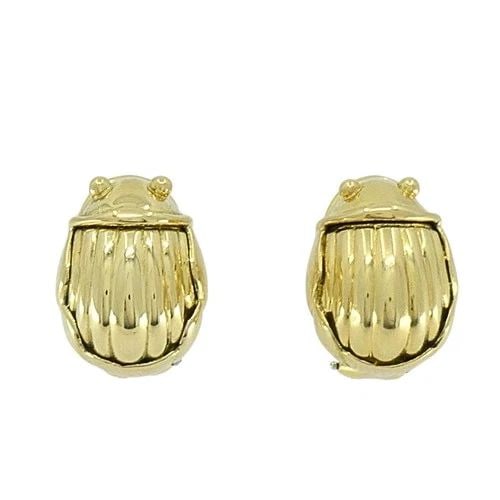 TIFFANY & CO. 18K YELLOW GOLD SCARAB EARRINGS, CIRCA 1993: Tiffany & Co. 18k Yellow Gold Scarab Earrings, Circa 1993 ES AAOO Product details: Designer: Tiffany & Co. Circa: 1993 Materials: 18K Yellow Gold Weight: 9.8 Grams Measurement: 7/16" x 5/8"
