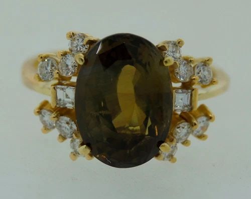 1980S 4.62-CT AFRICAN ALEXANDRITE DIAMOND YELLOW GOLD RING - ELEGANT VINTAGE (1 of 2)