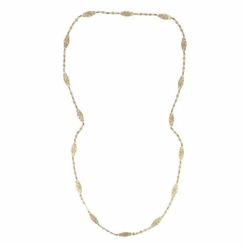 VINTAGE 14K GOLD OPENWORK FILIGREE MARQUISE LONG CHAIN NECKLACE (1 of 2)