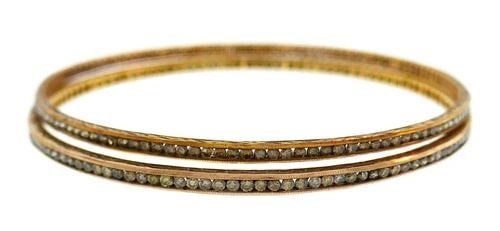 CYNTHIA BACH DIAMOND ROSE GOLD BANGLE BRACELET PAIR (1 of 2)