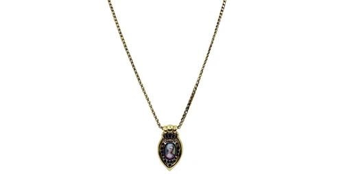 ANTIQUE PORTRAIT MINIATURE PENDANT AND 14K GOLD CHAIN NECKLACE: ANTIQUE PORTRAIT MINIATURE PENDANT AND 14K GOLD CHAIN NECKLACE ANTIQUE PORTRAIT MINIATURE PENDANT AND 14K GOLD CHAIN NECKLACE DESIGNER: Unbranded CIRCA: Early 20th Century MATERIALS: 14K Gold Chain, 1