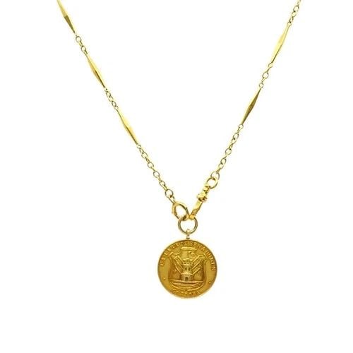 VINTAGE 10K GOLD CHAIN 18K COIN PENDANT NECKLACE (1 of 2)