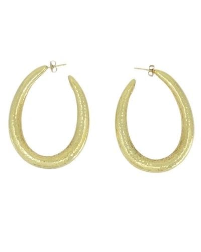 IPPOLITA EARRINGS 18K GOLD HAMMERED HOOP EARRINGS OVAL HOOPS (1 of 2)
