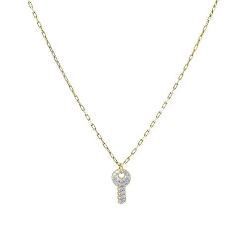 18K DIAMOND KEY PENDANT 14K ITALIAN GOLD CHAIN NECKLACE: 18K DIAMOND KEY PENDANT 14K ITALIAN GOLD CHAIN NECKLACE MATERIALS: 18k Gold, 14k Gold GEMSTONE: Diamond WEIGHT: 6.5 Grams MEASUREMENTS: Pendant - 11/16" x 3/8", Chain - 20" HALLMARKS: 750, 14K, Italy 
