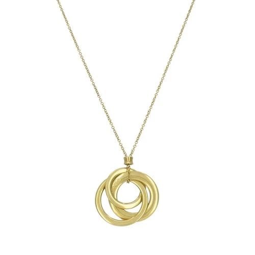 TIFFANY & CO. 1837 TRIPLE INTERLOCKING CIRCLES PENDANT 18K YELLOW GOLD: TIFFANY & CO. 1837 TRIPLE INTERLOCKING CIRCLES PENDANT 18K YELLOW GOLD KL JUOO Tiffany & Co. 18k yellow gold triple interlocking circles necklace featuring three graduated circular rings suspended in 