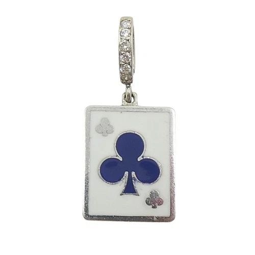 VINTAGE 12K GOLD PLAYING CARD CLUB CHARM PAVÉ DIAMOND BAIL (1 of 2)