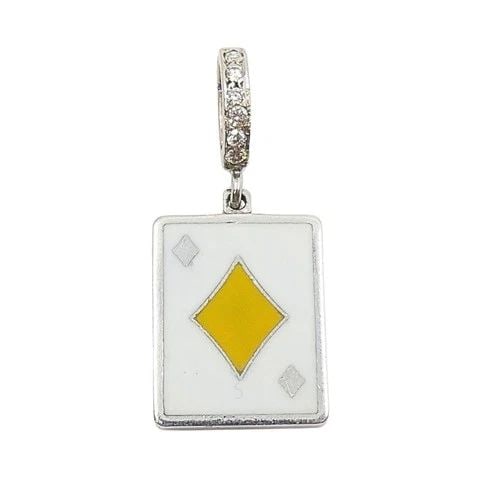 VINTAGE 12K GOLD PLAYING CARD DIAMONDS CHARM PAVÉ DIAMOND BAIL (1 of 2)