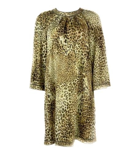 VINTAGE LEONARD PARIS SILK LEOPARD 3/4 SLEEVE MINI DRESS SIZE 42 (1 of 2)