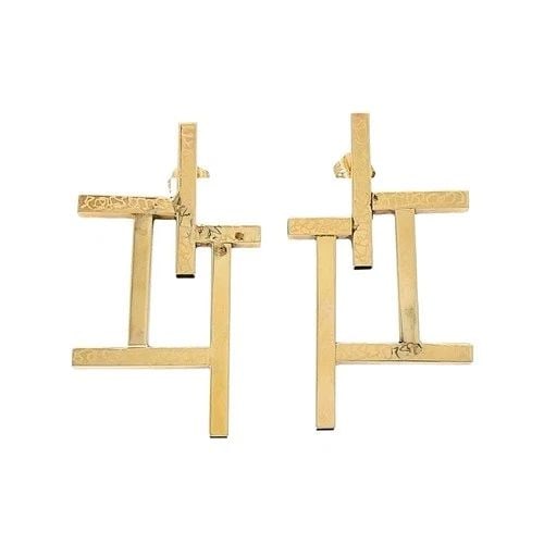 14K GOLD GEOMETRIC EARRINGS FRAME DESIGN (1 of 2)