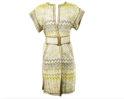 VINTAGE MISSONI MULTI COLOR COAT COVER UP MINI DRESS W/ BELT SIZE 42 (1 of 2)