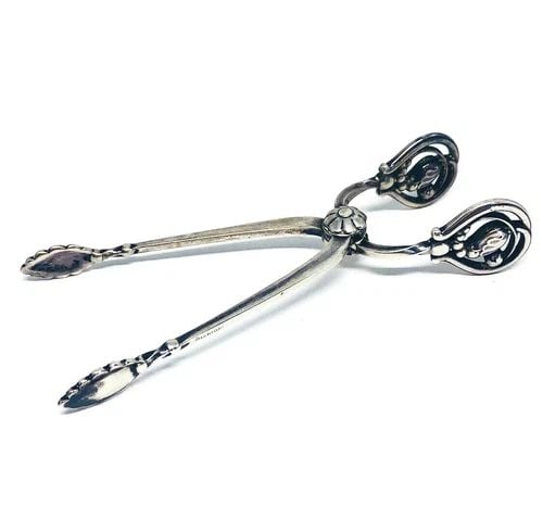 VINTAGE GEORG JENSEN COLLECTABLE STERLING SILVER SUGAR TONGS SILVERWARE: VINTAGE GEORG JENSEN COLLECTABLE STERLING SILVER SUGAR TONGS SILVERWARE VINTAGE GEORG JENSEN COLLECTABLE STERLING SILVER SUGAR TONGS SILVERWARE Vintage Georg Jensen Collectable Sterling Silver Sugar T