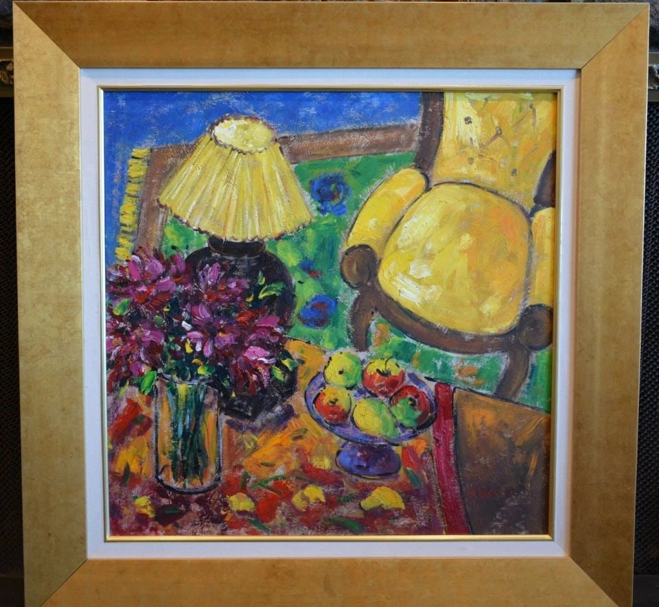 VINTAGE IMPRESSIONIST VIBRANT STILL LIFE PAINTING - FLOATING ELEMENTS - SIGNED (1 of 2)