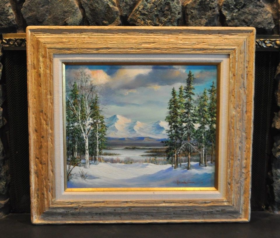 SNOW CAPPED MOUNTAIN WINTER LANDSCAPE PAINTING - GRACIA KAUFFMAN (1 of 2)