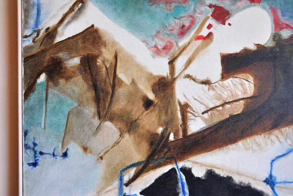 IRENA D. GRIEZE - ORIGINAL ABSTRACT PAINTING - LITHUANIAN ARTIST - GREENS BLUES: IRENA D. GRIEZE - ORIGINAL ABSTRACT PAINTING - LITHUANIAN ARTIST - GREENS BLUES Item Description: This original abstract painting was done by Lithuanian artist Irena D. Grieze. It is on canvas and has