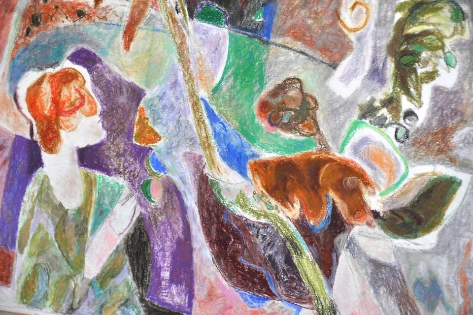 IRENA D. JONYNAS (GRIEZE) - ABSTRACT FEMALE PASTEL CHALK DRAWING - LITHUANIAN: IRENA D. JONYNAS (GRIEZE) - ABSTRACT FEMALE PASTEL CHALK DRAWING - LITHUANIAN Item Description: This drawing was done by Lithuanian artist Irena D. Jonynas 1931-2017. Irena's maiden name was Irena D. 