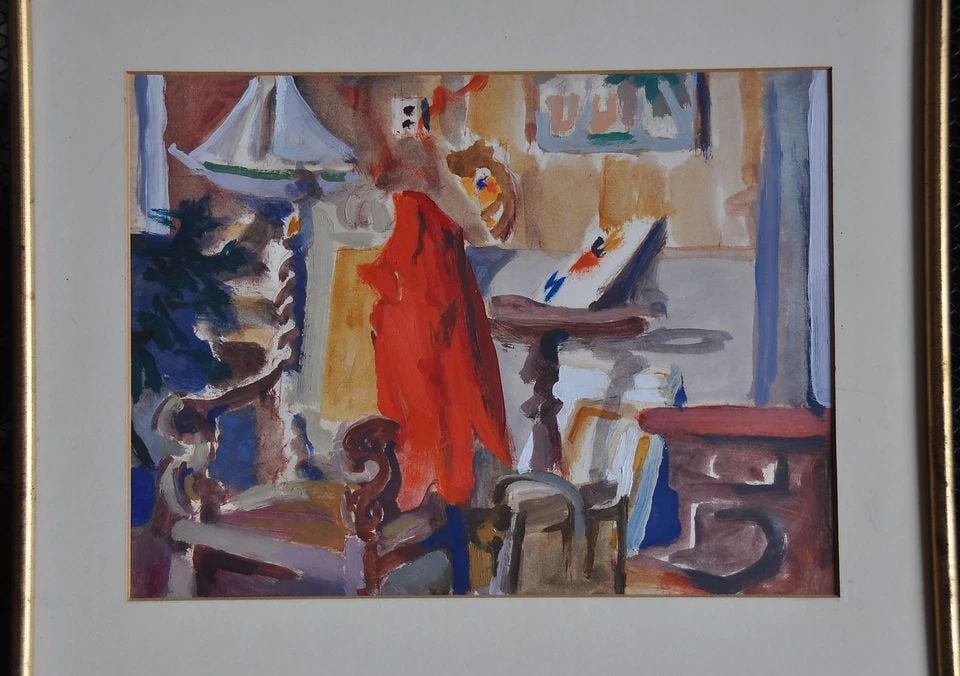SPERRY ANDREWS (1917-2005) PAINTING "INTERIOR" HISTORIC WEIR FARM CONNECTICUT (1 of 2)