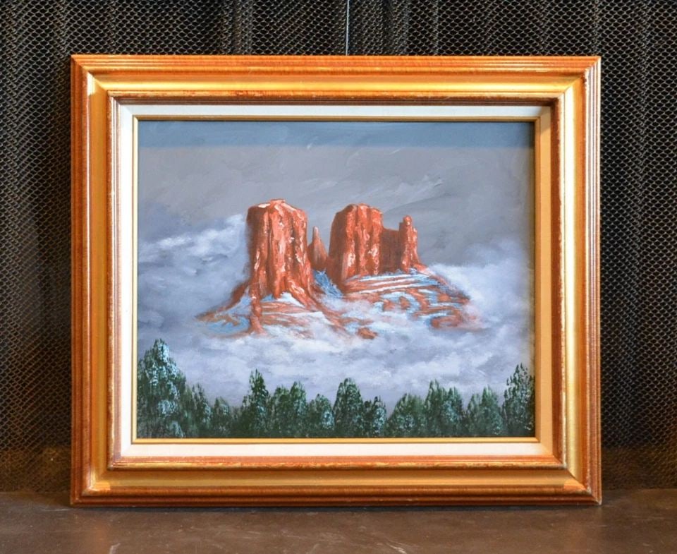 D. GAGNON - OIL PAINTING - CATHEDRAL ROCK IN SNOW STORM SEDONA ARIZONA - FRAMED (1 of 2)