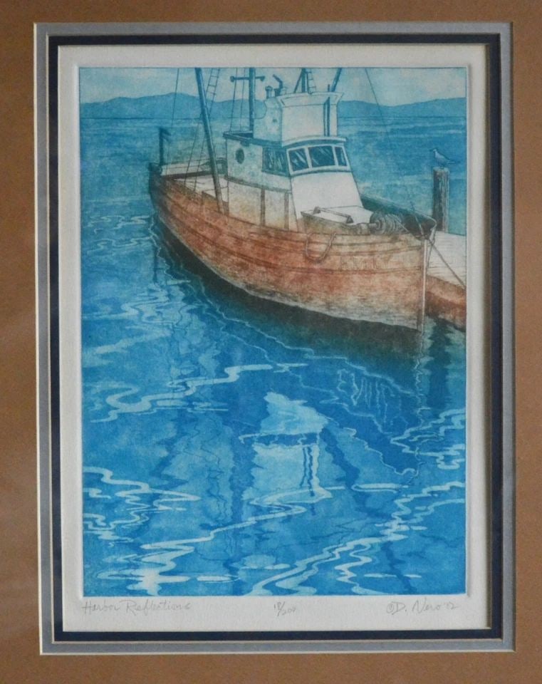 D. NERO - CALIFORNIA FISHING BOAT - COLOR ETCHING PRINT - SIGNED 18/200 - 1982 (1 of 2)