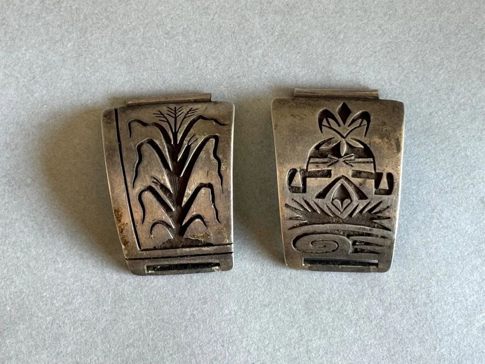 TIM MOWA - VINTAGE HOPI SILVER WATCH BAND - INTRICATE CORN PLANT, KACHINA (1 of 2)