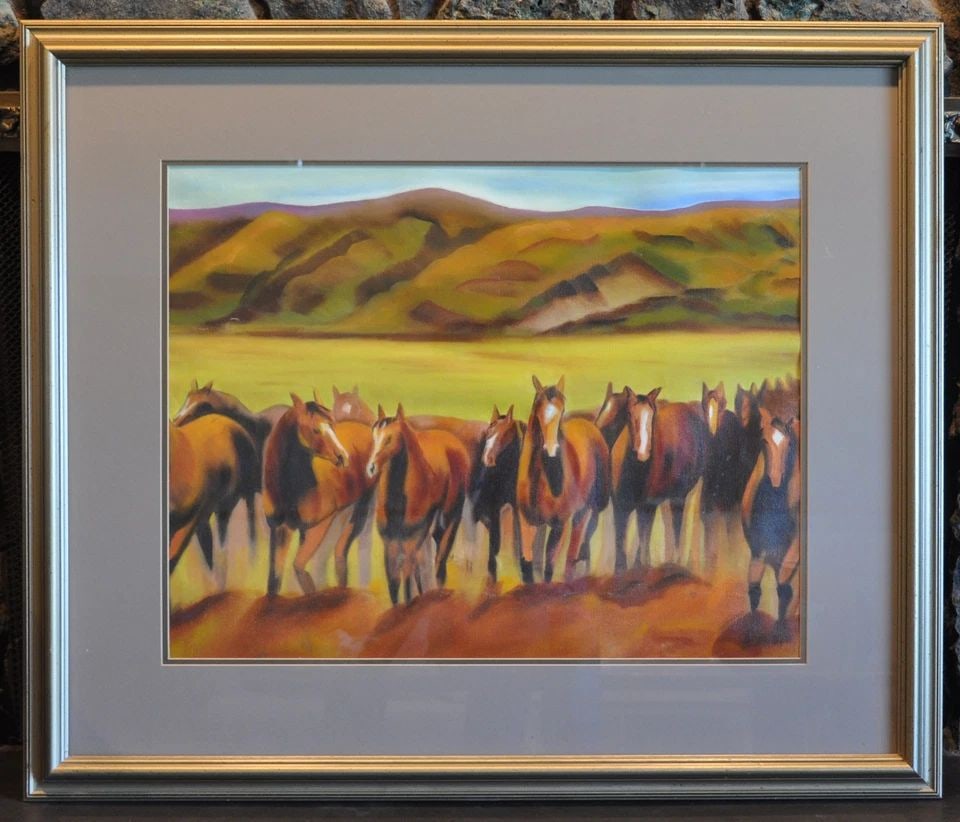 G. HENAO - HERD OF WILD HORSES DESERT MOUNTAINS - NEW MEXICO - FRAMED GICLEE (1 of 2)