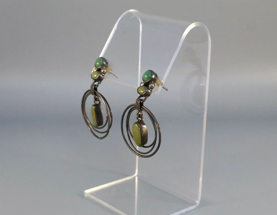 NAVAJO STERLING AND TURQUOISE EARRINGS SIGNED HALE: NAVAJO STERLING AND TURQUOISE EARRINGS SIGNED HALE Item Description: 1 5/8" Tall