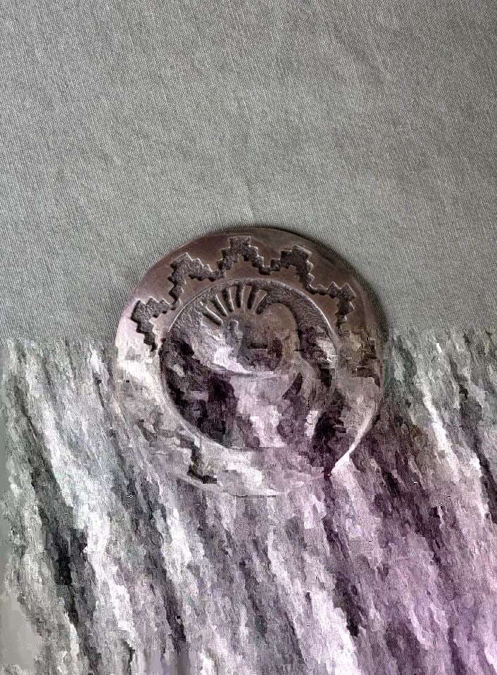VINTAGE NAVAJO STERLING SILVER PENDANT- KOKOPELLI PIN 2 1/8" 28.5 GRAMS: VINTAGE NAVAJO STERLING SILVER PENDANT- KOKOPELLI PIN 2 1/8" 28.5 GRAMS Large Pendant and Pin 2 1/8" tall ..28.5 Grams Throughout the 40 years that I have been in business, I have purchased jewelry fr