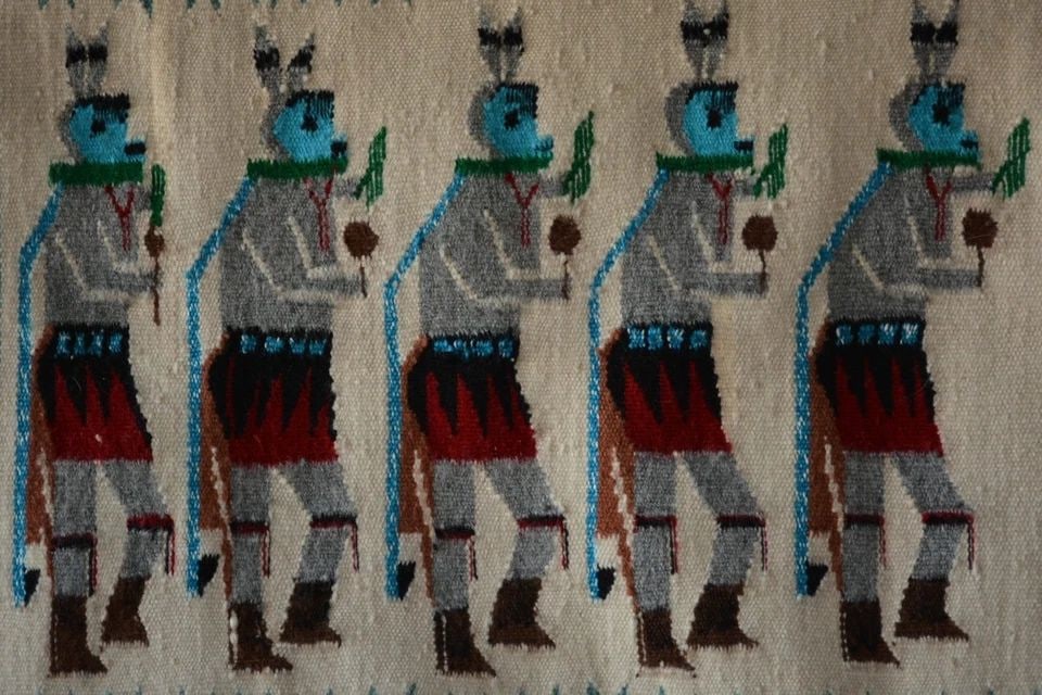 VINTAGE NAVAJO YEI BI CHEI RUG - 15" X 25.5" (1 of 2)