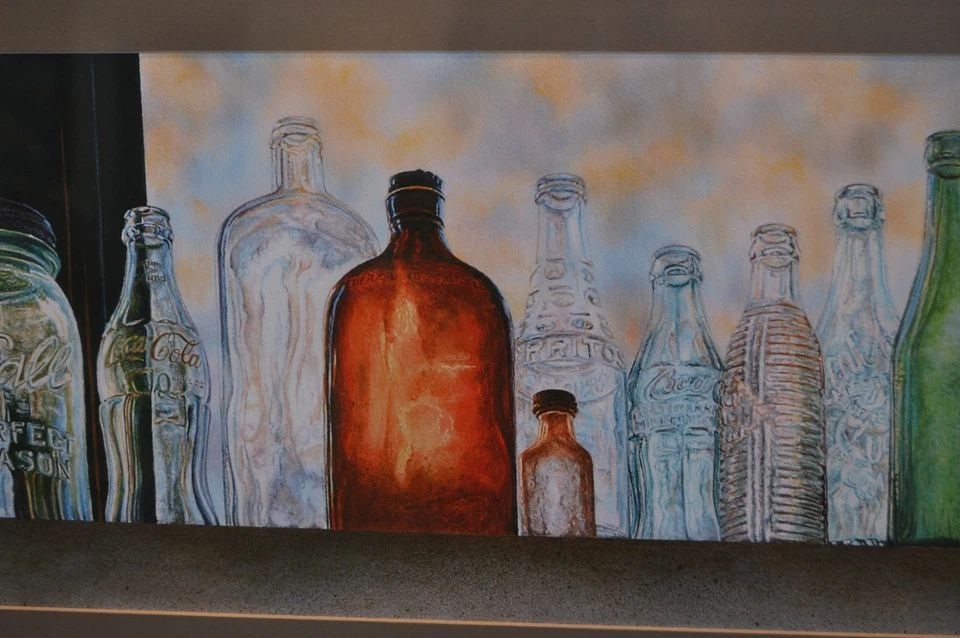 PENNY MCELHANEY - GICLEE PRINT OF WATERCOLOR BOTTLES IN WINDOW - SIGNED LMTD ED: PENNY MCELHANEY - GICLEE PRINT OF WATERCOLOR BOTTLES IN WINDOW - SIGNED LMTD ED Item Description: This Limited Edition signed and numbered Giclée print was done by Arizona artist Penny McElhaney. It 