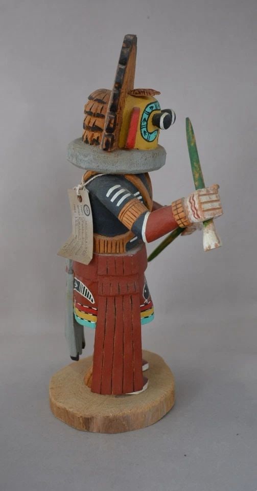 VTG HOPI KACHINA - BROWN SNAKE KACHINA - R. NUTUMYA - 11" TALL - ORIGINAL TAG (1 of 2)
