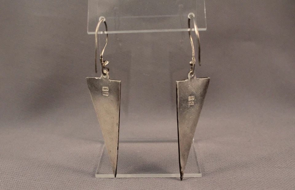 VINTAGE SILVER EARRINGS AND SOLID 18 KT GOLD ON STERLING SILVER .. (1 of 2)