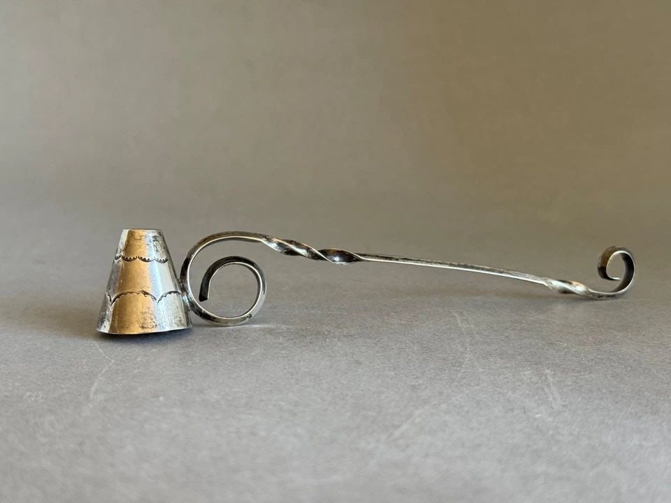 VINTAGE NAVAJO STERLING SILVER HAND STAMPED CANDLE SNUFFER ..6 1/4" LONG (1 of 2)