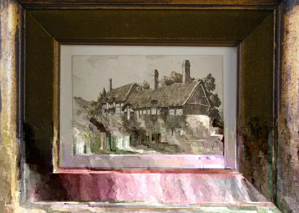 VINTAGE ETCHING - ANNE HATHAWAY'S COTTAGE - BEAUTIFULLY FRAMED - CECIL FORBES (1 of 2)