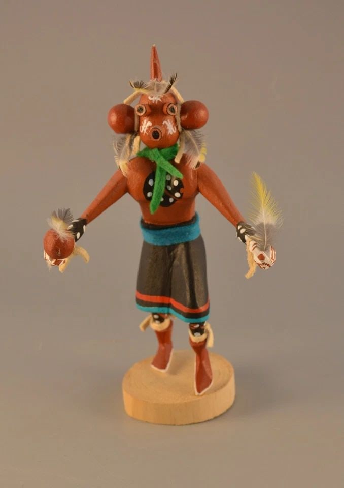 VINTAGE MUDHEAD KACHINA - PETE Y. - 7" TALL - INTRICATELY HANDCRAFTED (1 of 2)