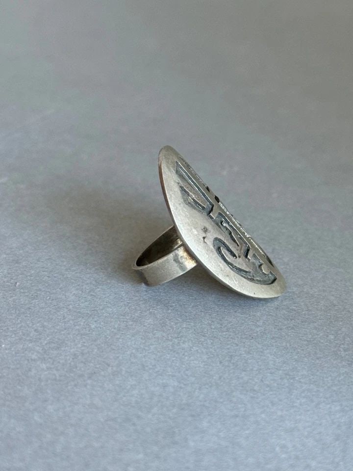 VINTAGE HOPI STERLING SILVER RING 1 3/8 " TALL SIZE 6 (1 of 2)