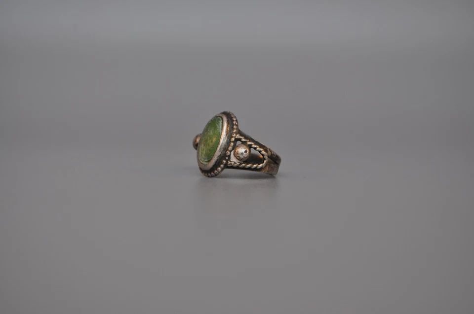 OLD PAWN NAVAJO STERLING SILVER RING - TURQUOISE SIZE 3 1/2: Weight 3.58 Grams 1/2" Tall Old Pawn Jewelry dates from the early 1900s to the 1970s. Most of it is not signed because it wasn't the Native American tradition to sign the pieces they crafted. Most of 
